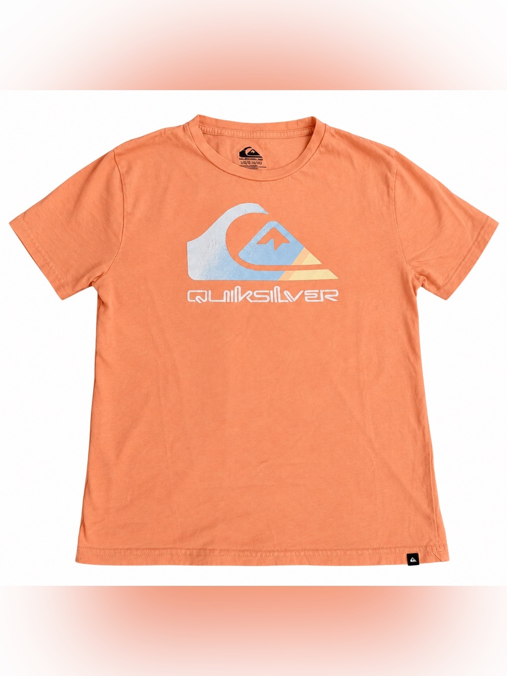 Quiksilver Orange Short-Sleeve Tee with Blue & Yellow Logo *RUNS BIG!*
